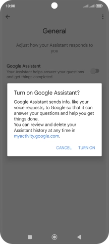 If you turn on the function, press TURN ON.