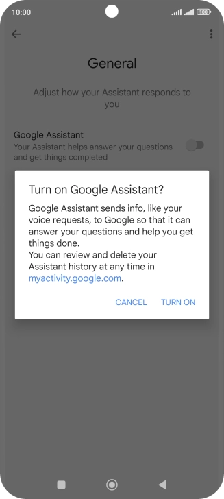 If you turn on the function, press TURN ON.