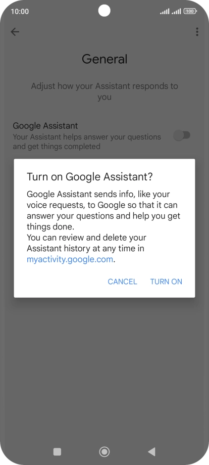 If you turn on the function, press TURN ON.