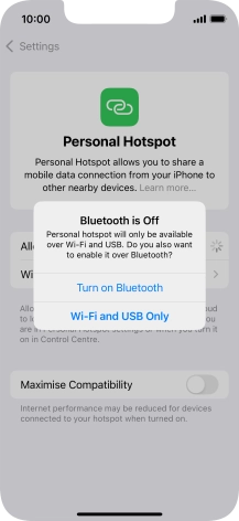 If Wi-Fi is turned on, press Wi-Fi and USB Only.