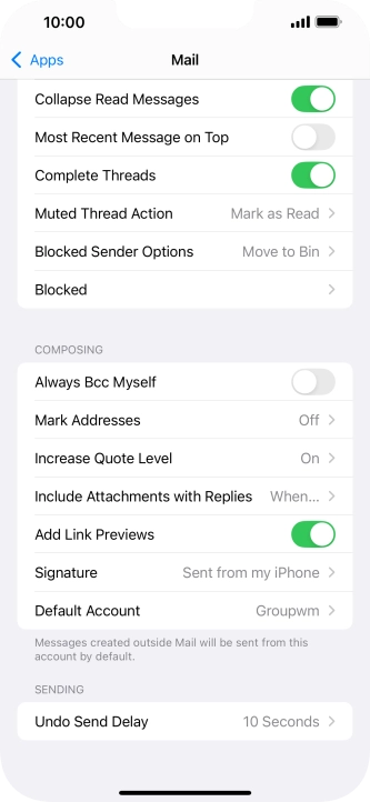 Press Default Account.
