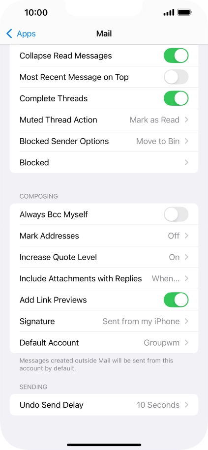 Press Default Account.