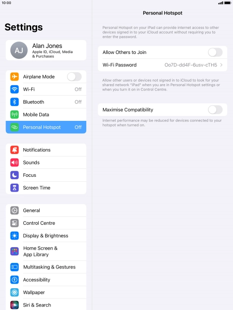 Press Wi-Fi Password and key in the required password. Press Wi-Fi Password and key in the required password.