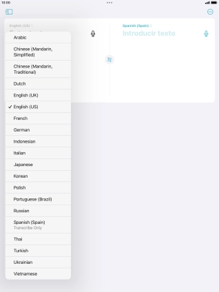 Press the required source language.