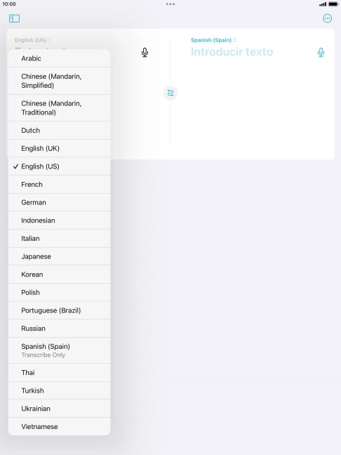 Press the required source language.