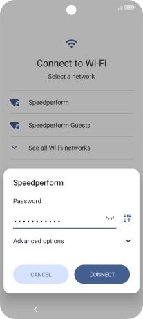 Key in the password for the Wi-Fi network and press CONNECT.
