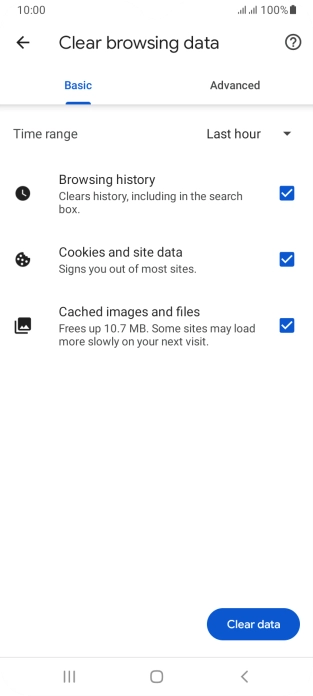 Press the fields next to the required data types. Press the fields next to the required data types.