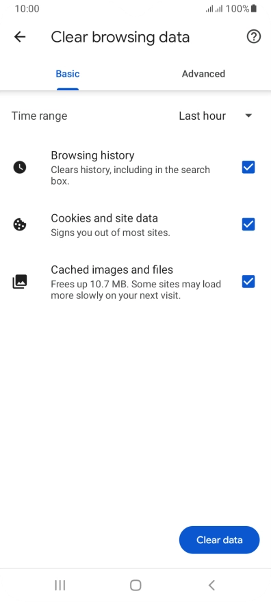 Press the fields next to the required data types. Press the fields next to the required data types.