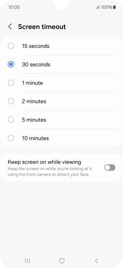 Press the required setting.