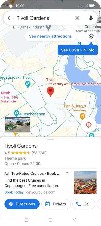 Press the destination at the bottom of the screen.