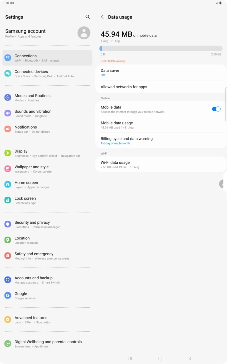 The total data usage is displayed.
