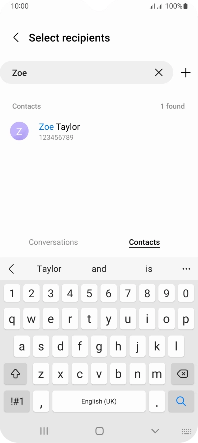 Press the required contact.