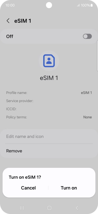 If you turn on use of the price plan, press Turn on. If you turn on use of the price plan, press Turn on.