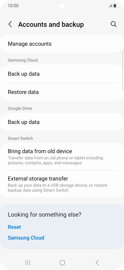 Press Manage accounts. Press Manage accounts.