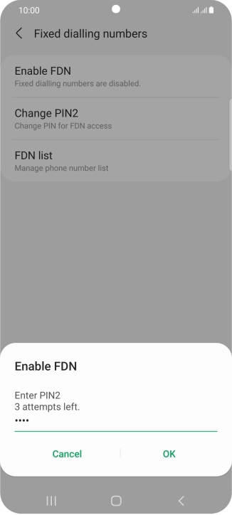 Key in your PIN2 and press OK. The default PIN2 is 1111.