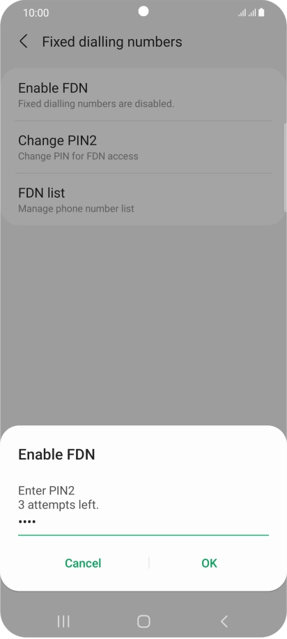 Key in your PIN2 and press OK. The default PIN2 is 1111.