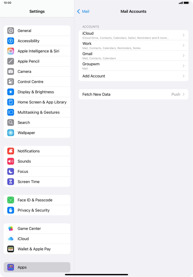 Press the required email account.