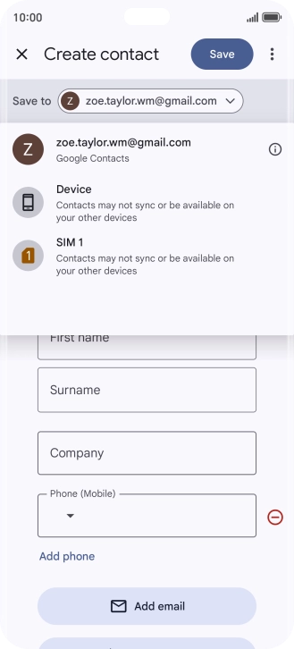Press the required Google account.