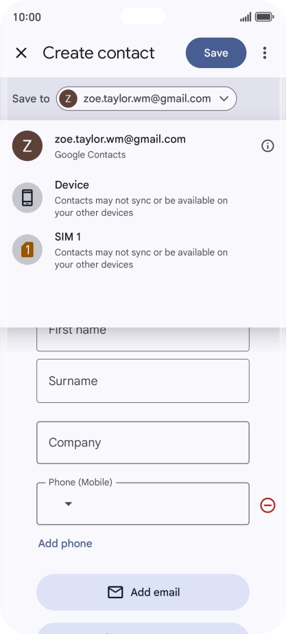 Press the required Google account.