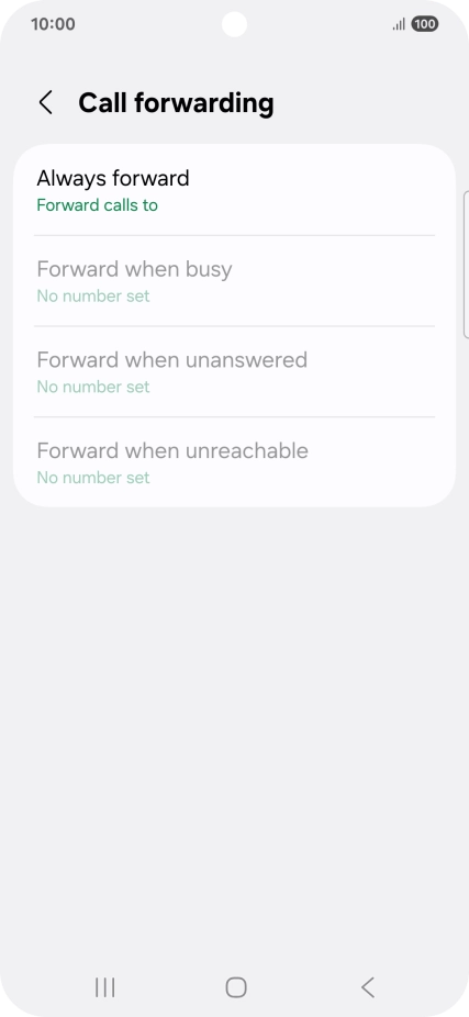 Press the required divert type.