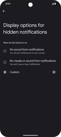 Press the required setting to turn display of the selected notification types on or off.
