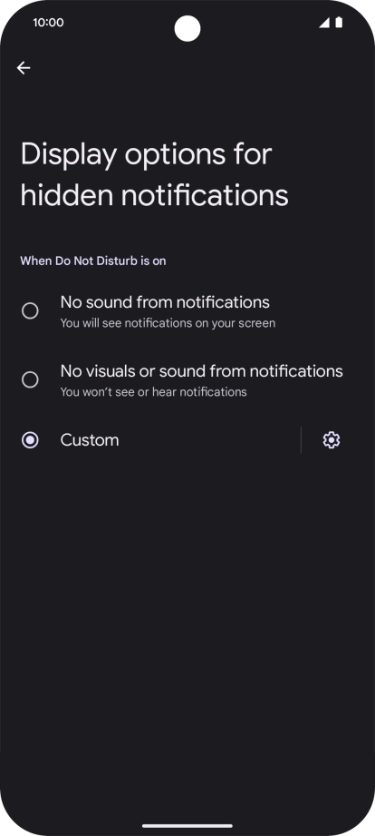 Press the required setting to turn display of the selected notification types on or off.