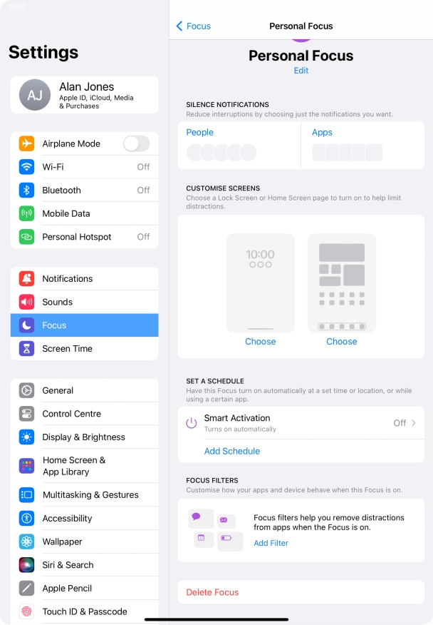 Press People and follow the instructions on the screen to select which contacts you would like to receive calls and notifications from when the selected focus mode is active.