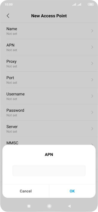 Key in wap.vodafone.co.uk and press OK.