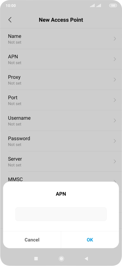 Key in wap.vodafone.co.uk and press OK.