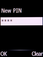 Key in a new four-digit PIN and press the Left selection key.