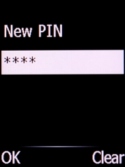 Key in a new four-digit PIN and press the Left selection key.