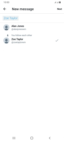 Key in the first letters of the recipient's name and press Next.