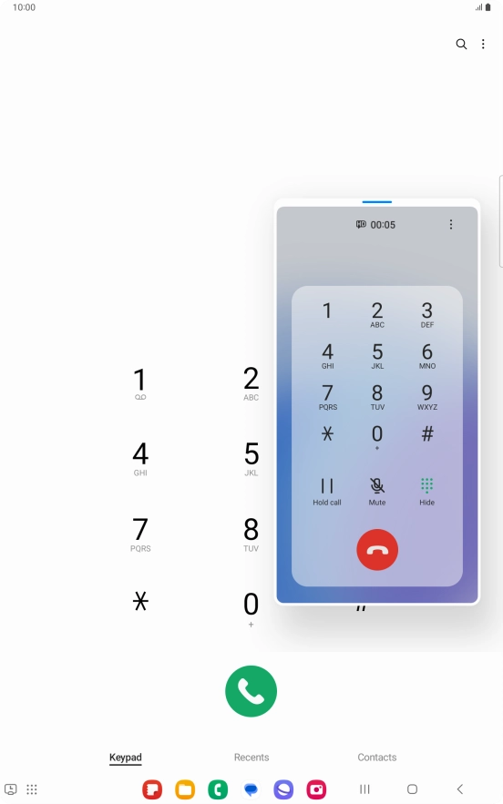 Press the end call icon.