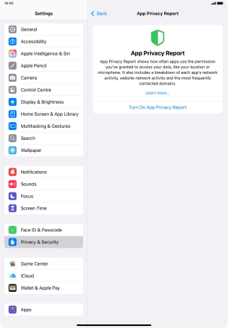 Press Turn On App Privacy Report to turn on the function.