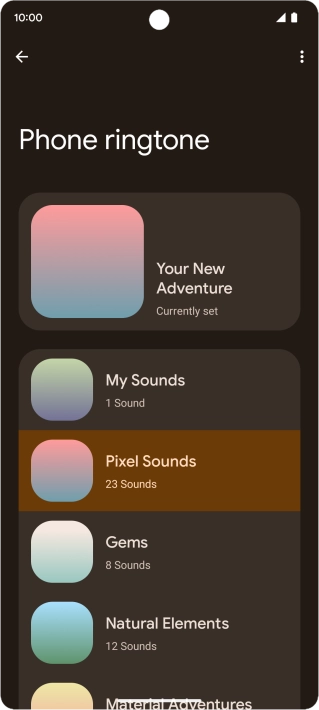 Press the required category.