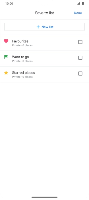If you select New list, follow the instructions on the screen to create a new list.