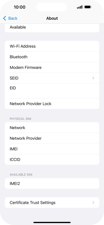 The Network Provider Lock status is displayed next to Network Provider Lock. The Network Provider Lock status is displayed next to Network Provider Lock.