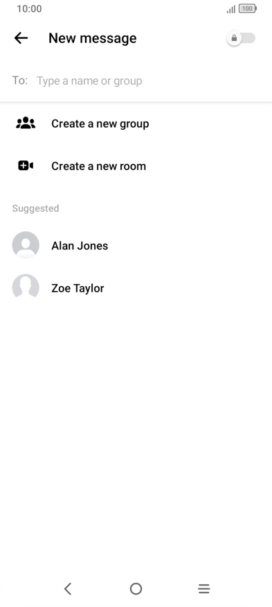 Press the search field and key in the first letters of the recipient's name.