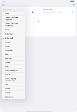 Press the required source language.