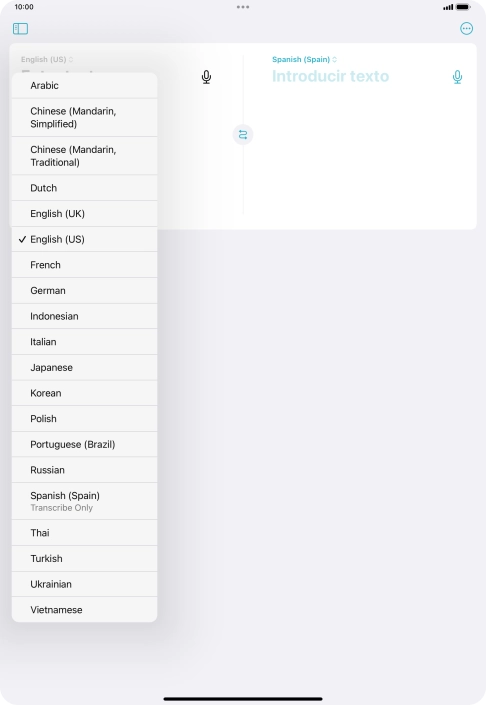 Press the required source language.