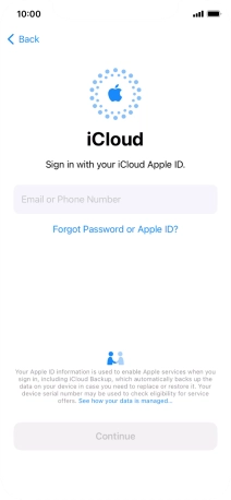 Press Email or Phone Number and key in the username for your Apple ID.
