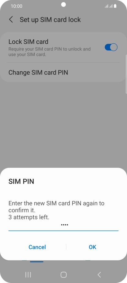 Key in the new PIN again and press OK.