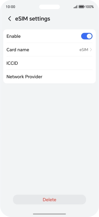 Press Delete and follow the instructions on the screen to delete your eSIM.