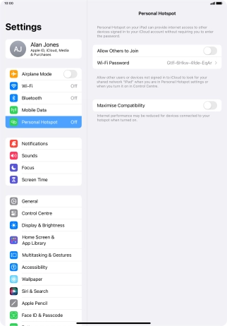 Press Wi-Fi Password and key in the required password.