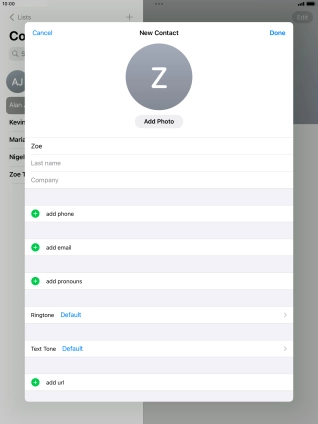 Press Last name and key in the last name.