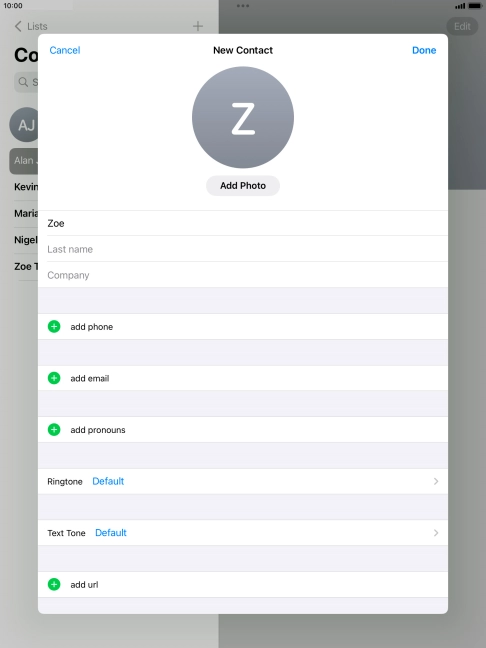 Press Last name and key in the last name.