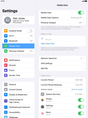 Press Mobile Data Options.