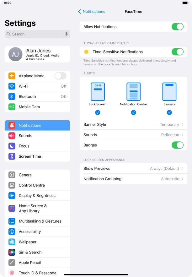 Press the indicator next to 