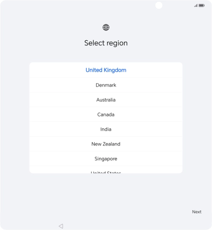 Press the required country or area.