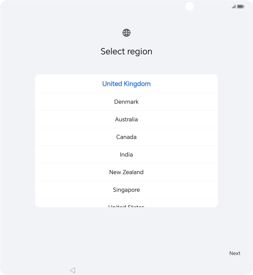 Press the required country or area.